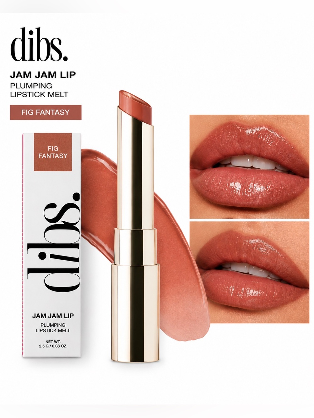 NIB DIBS Beauty Jam Jam Lip Plumping Lipstick Melt Fig Fantasy